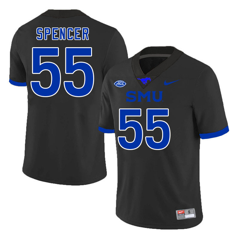 SMU Mustangs #55 Woo Spencer Jersey College Football Uniforms-Black